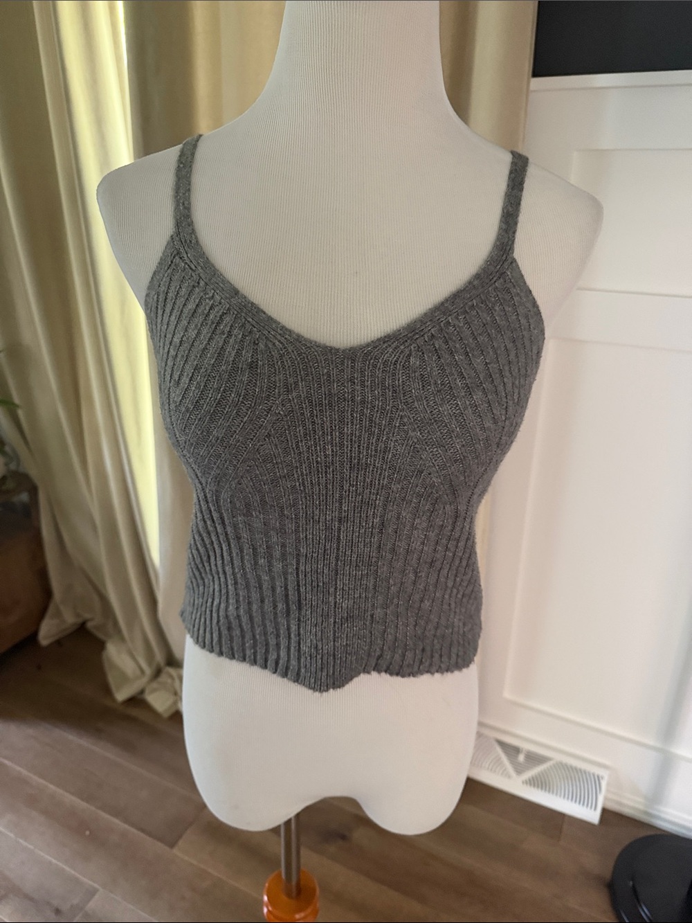 Auden Gray Ribbed V-Neck Knit Camisole